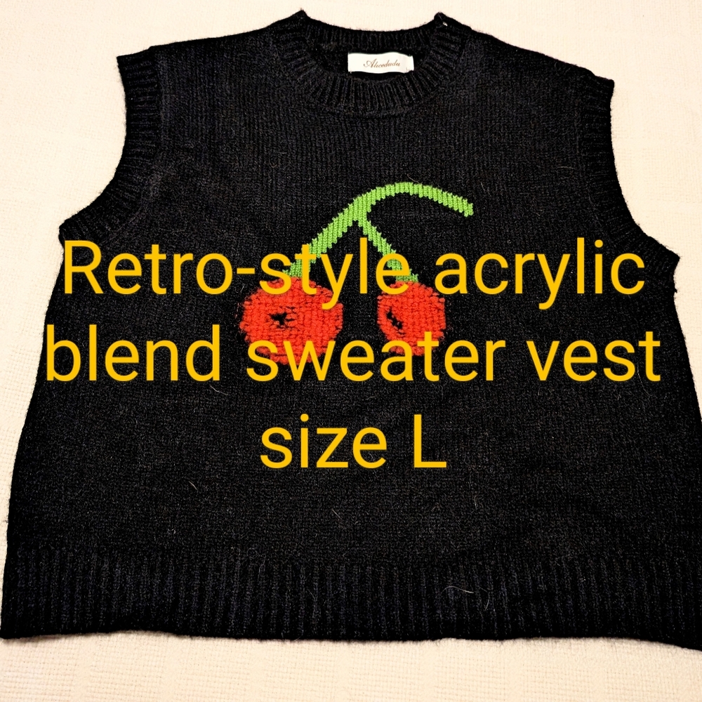Black retro-style cherry vest size L